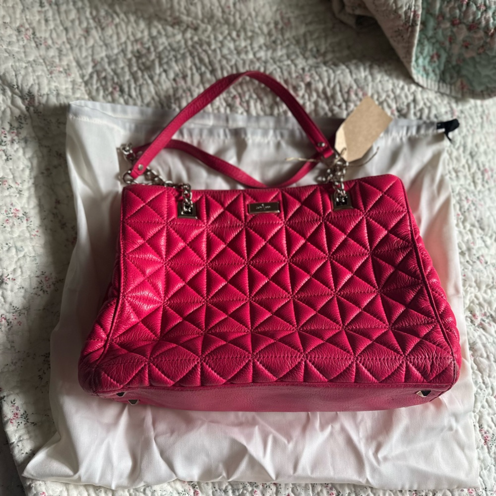 Pink pleated Kate spade large bag